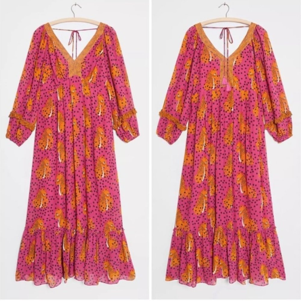 Farm Rio long sleeve pink dress in XL